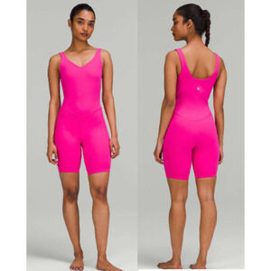 NWT Lululemon Align Romper Bodysuit 8" Built-In Shelf Bra Sonic Pink Women's 4